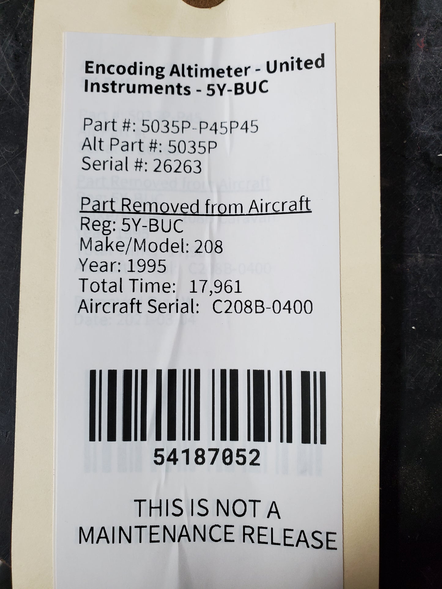 Encoding Altimeter - United Instruments - 5Y-BUC