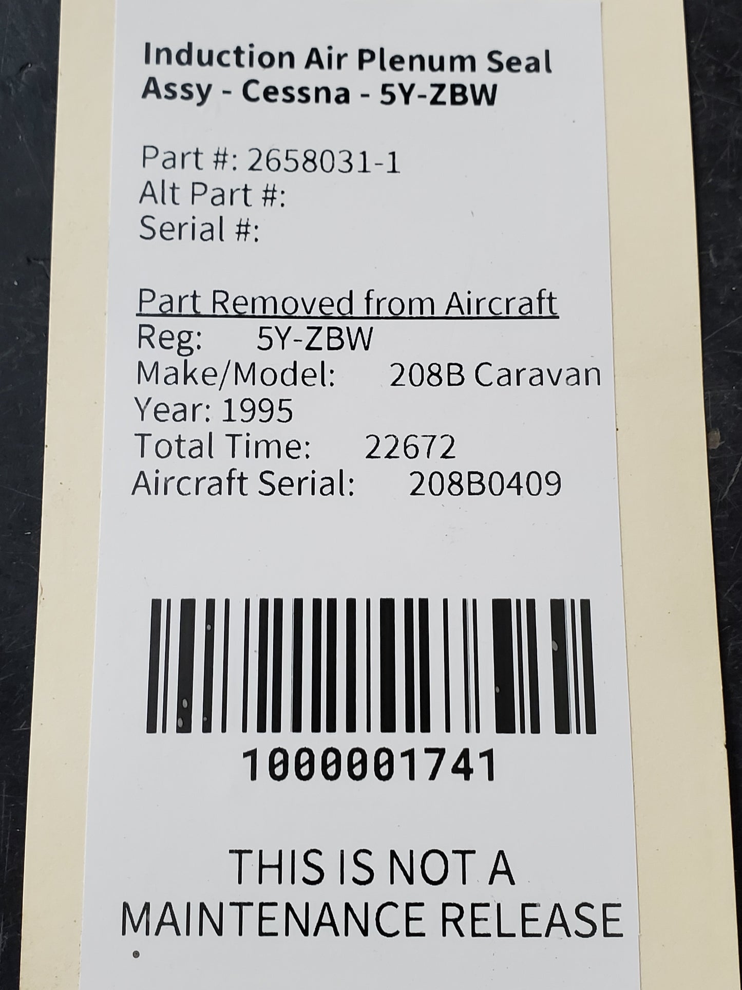 Induction Air Plenum Seal Assy - Cessna - 5Y-ZBW