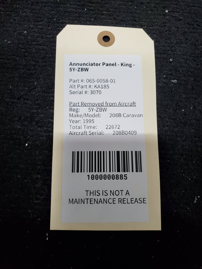 Annunciator Panel - King - 5Y-ZBW