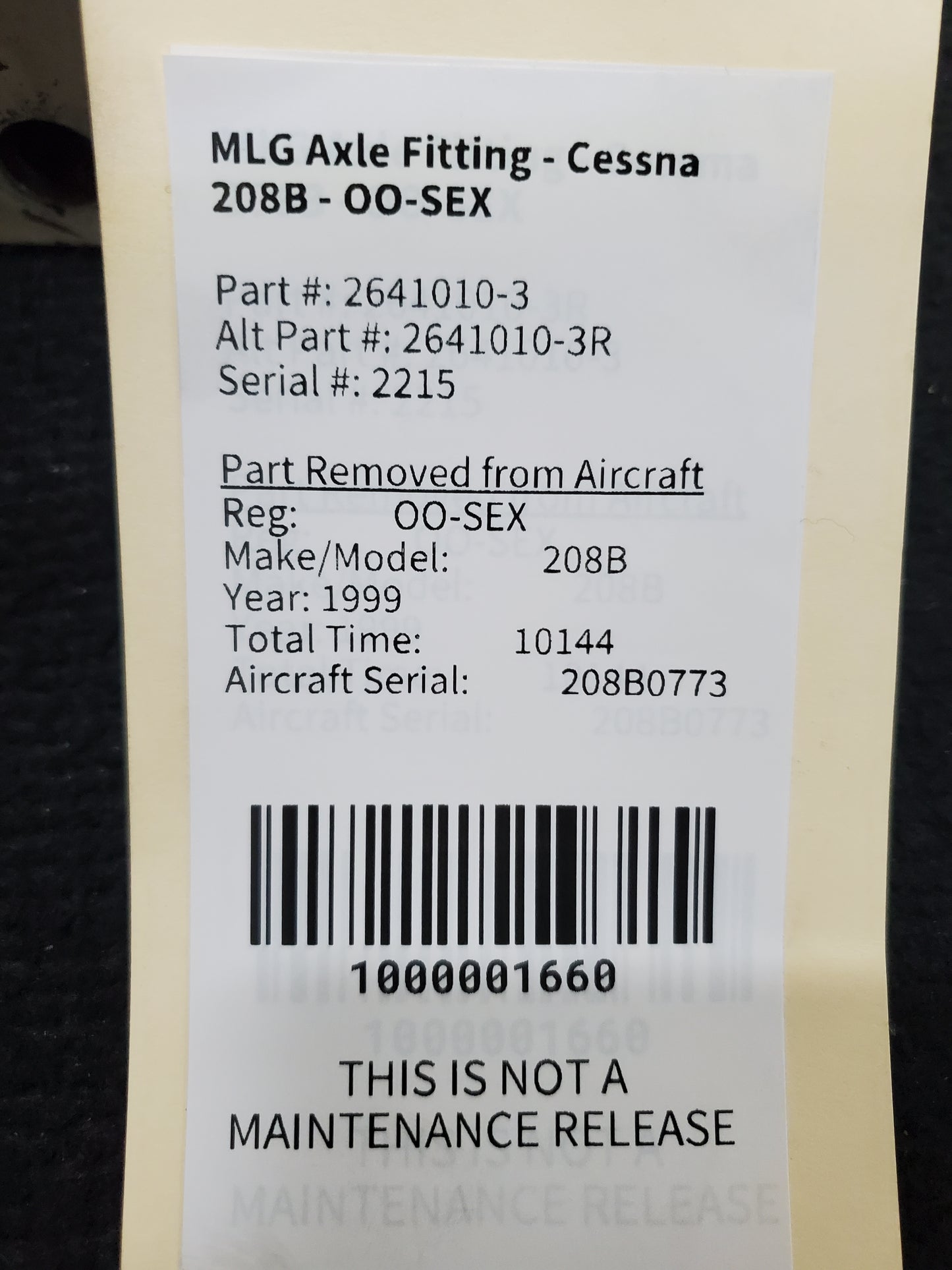 MLG Axle Fitting - Cessna 208B - OO-SEX