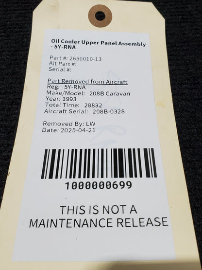 Oil Cooler Upper Panel Assembly - Cessna - 5Y-RNA