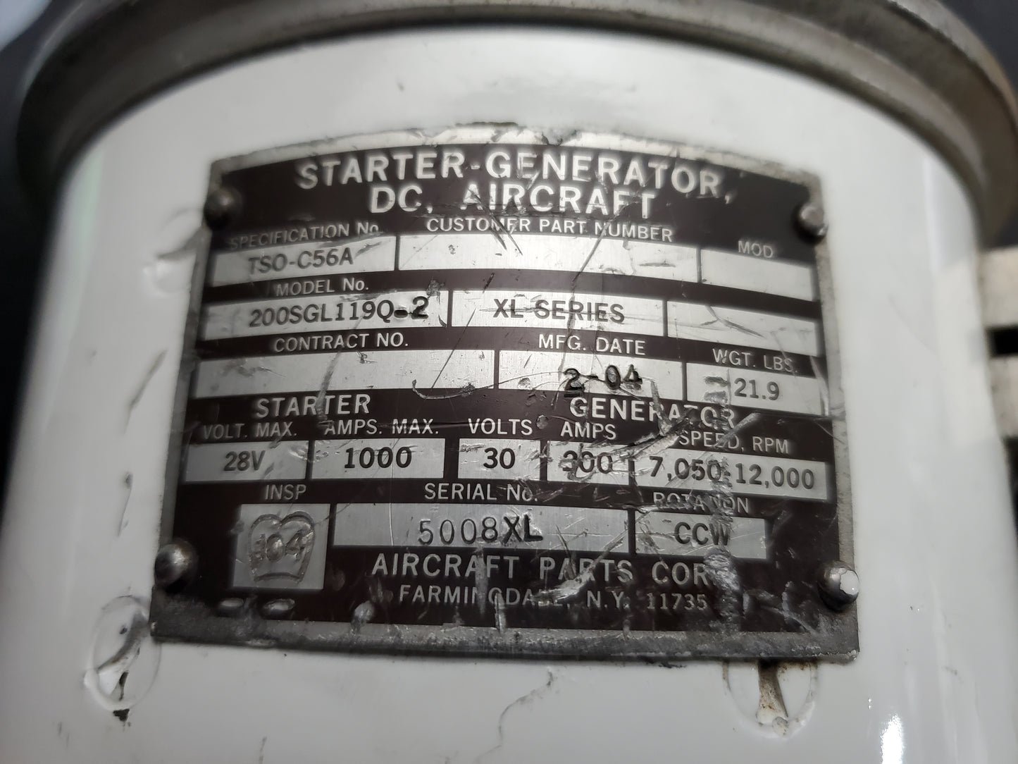 Starter Generator - Aircraft Parts Corp. - 5H-TAZ