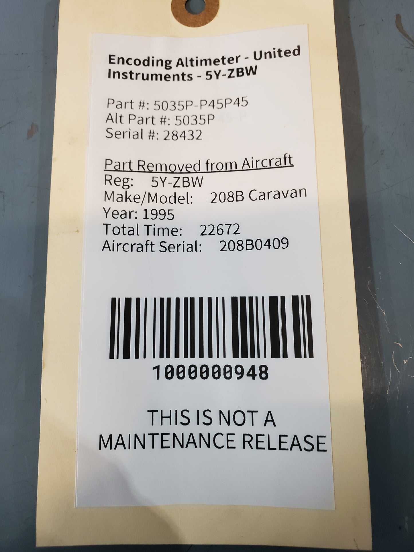 Encoding Altimeter - United Instruments - 5Y-ZBW