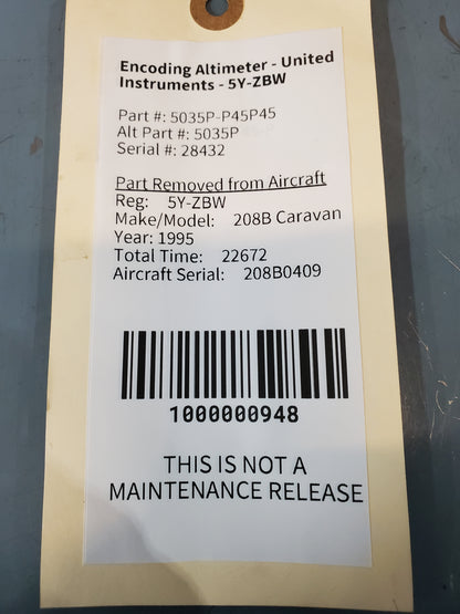 Encoding Altimeter - United Instruments - 5Y-ZBW