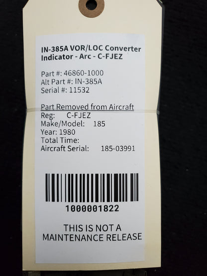 IN-385A VOR/LOC Converter Indicator - Arc - C-FJEZ