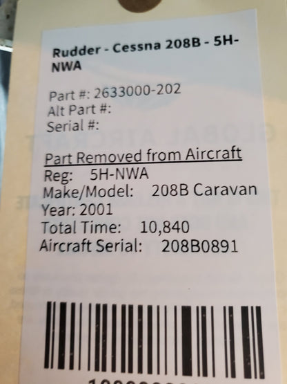 Rudder - Cessna 208B - 5H-NWA