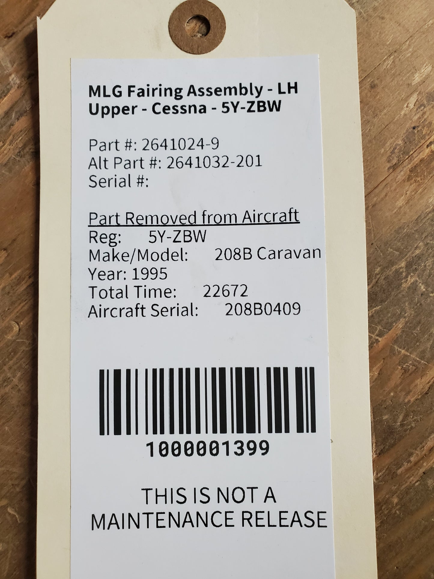 MLG Fairing Assembly - LH Upper - Cessna - 5Y-ZBW