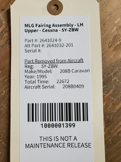 MLG Fairing Assembly - LH Upper - Cessna - 5Y-ZBW