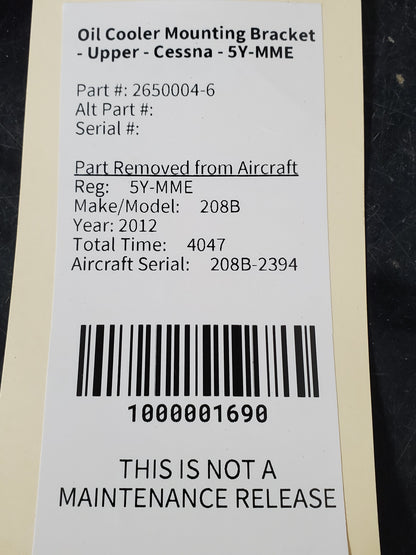 Oil Cooler Mounting Bracket - Upper - Cessna - 5Y-MME