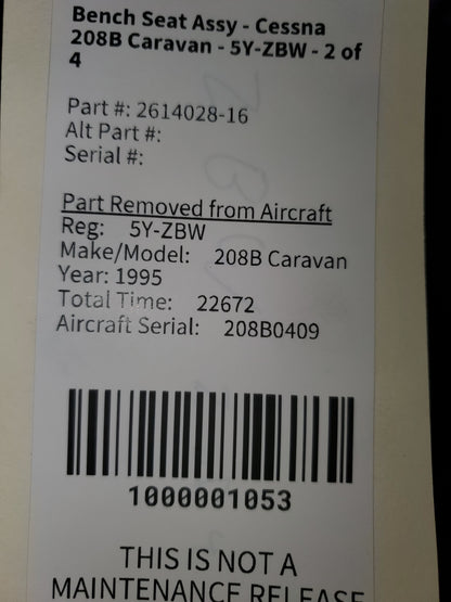 Bench Seat Assy - Cessna 208B Caravan - 5Y-ZBW - 2 of 4