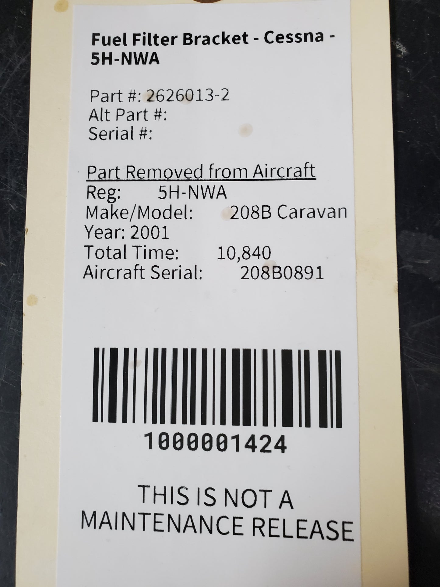 Fuel Filter Bracket - Cessna - 5H-NWA