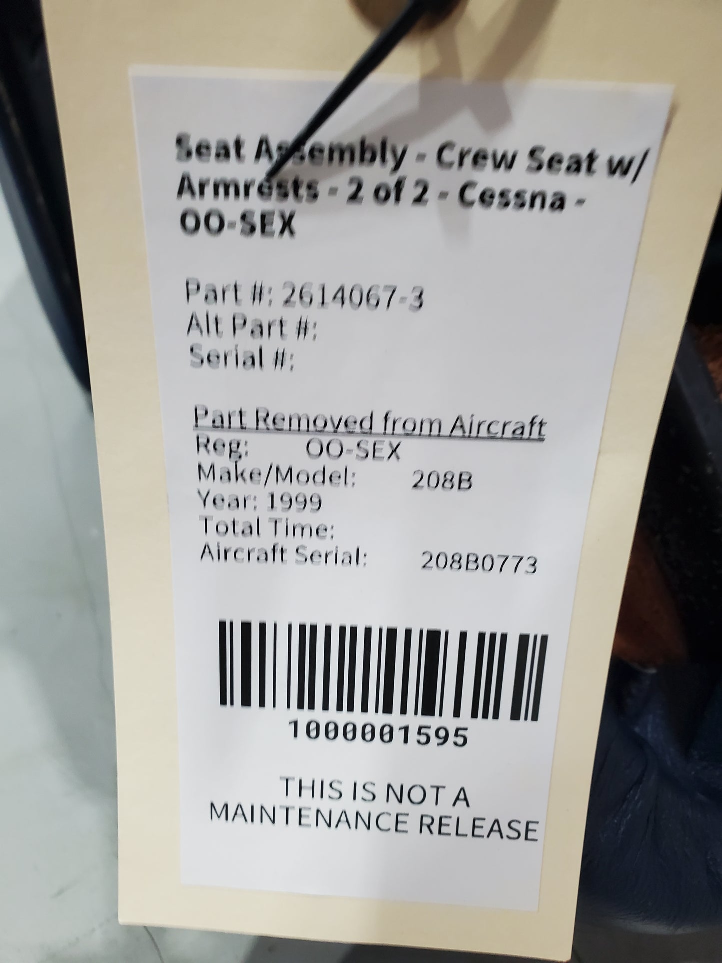 Seat Assembly - Crew Seat w/ Armrests - 2 of 2 - Cessna - OO-SEX