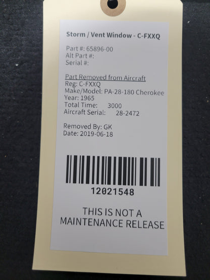 Storm / Vent Window - C-FXXQ