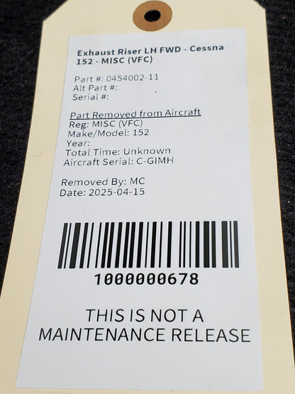 Exhaust Riser LH FWD - Cessna 152 - MISC (VFC)