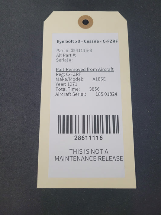 Eye bolt x3 - Cessna - C-FZRF