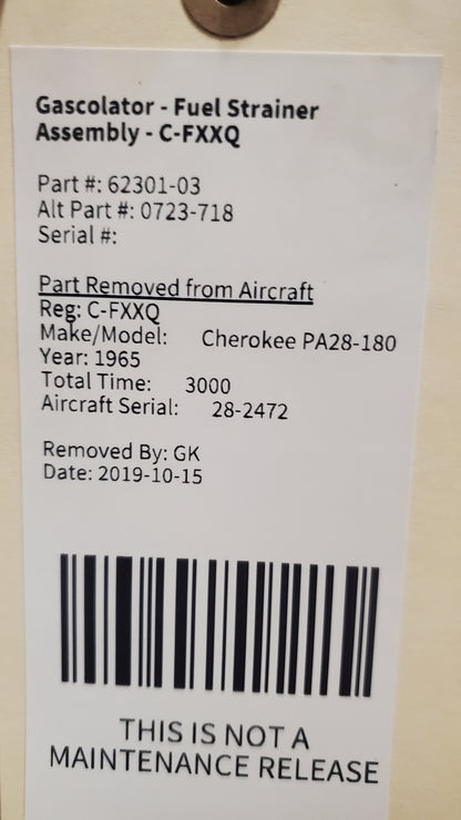 Gascolator - Fuel Strainer Assembly - C-FXXQ