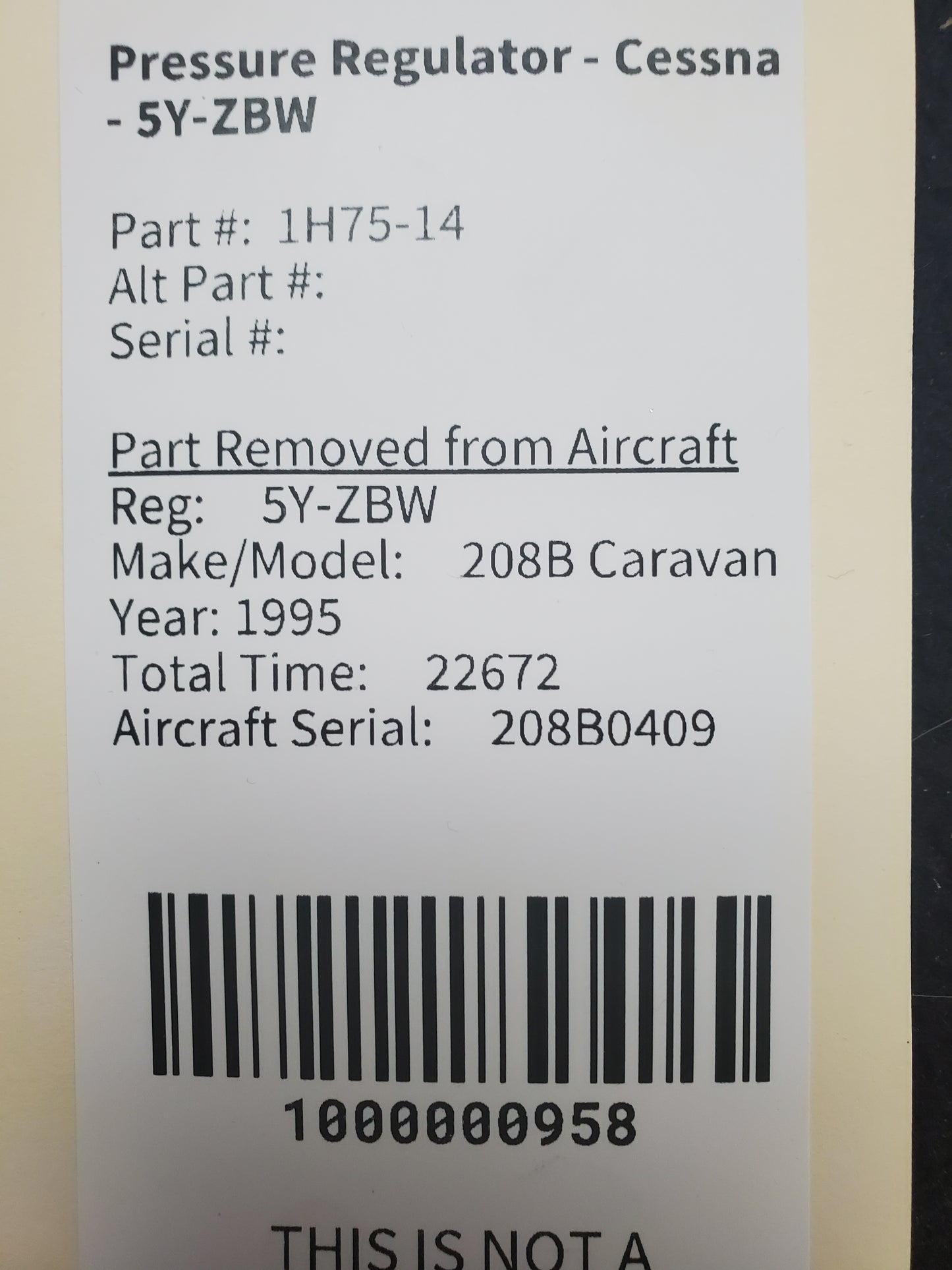 Pressure Regulator - Cessna - 5Y-ZBW