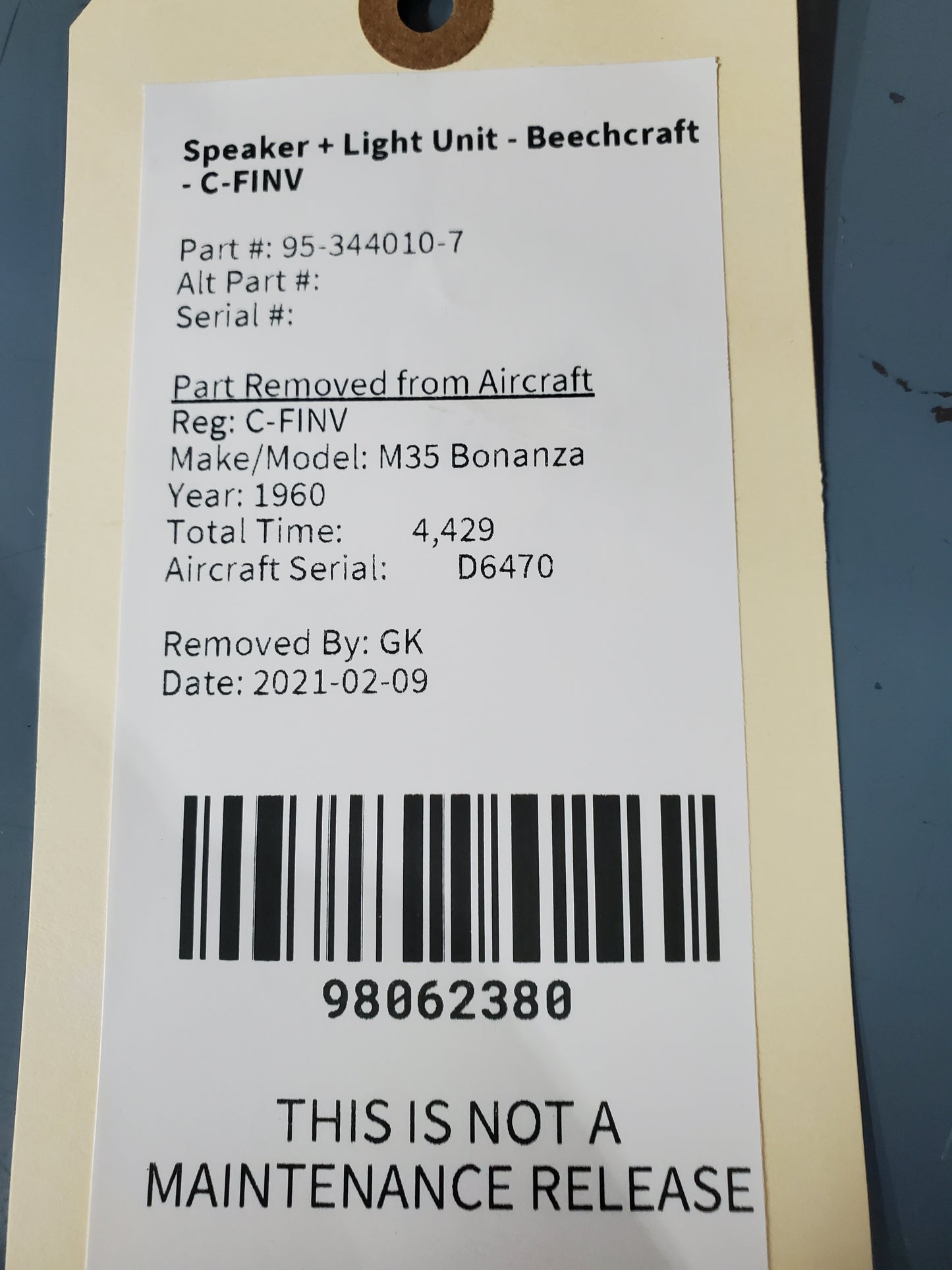 Speaker + Light Unit - Beechcraft - C-FINV