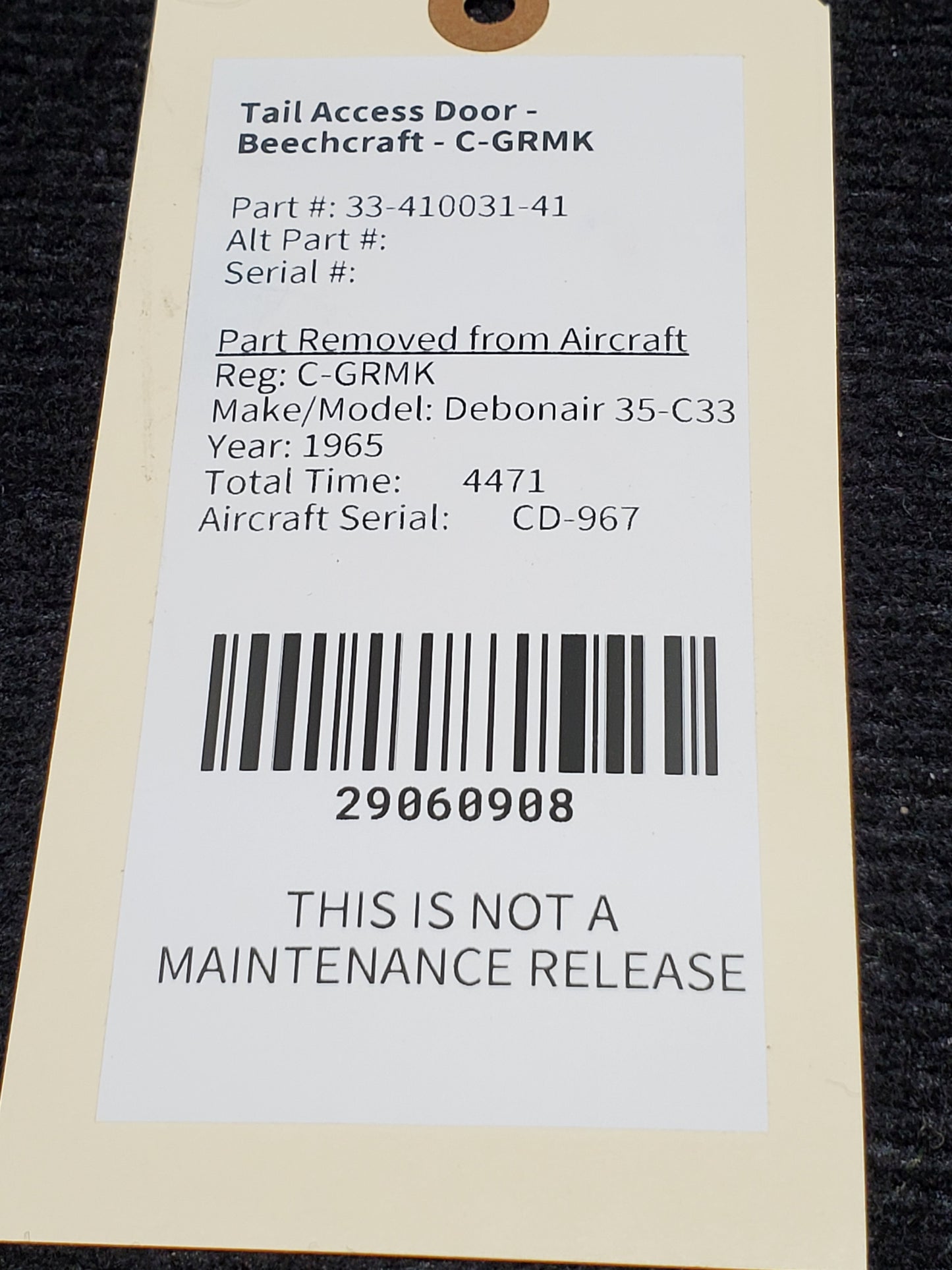 Tail Access Door - Beechcraft - C-GRMK