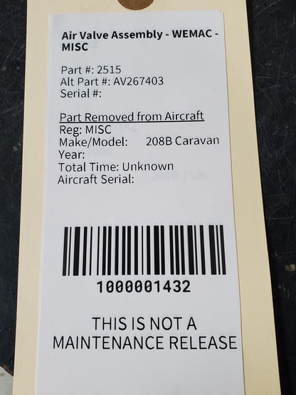 Air Valve Assembly - WEMAC - MISC