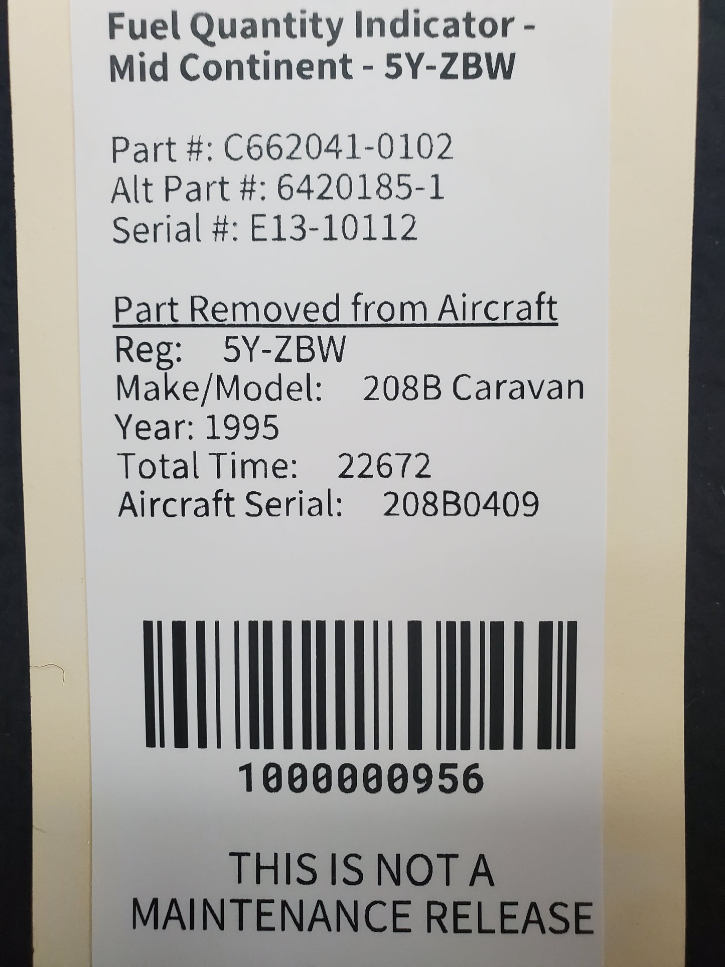 Fuel Quantity Indicator - Mid Continent - 5Y-ZBW