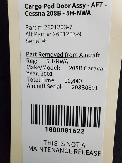 Cargo Pod Door Assy - AFT - Cessna 208B - 5H-NWA