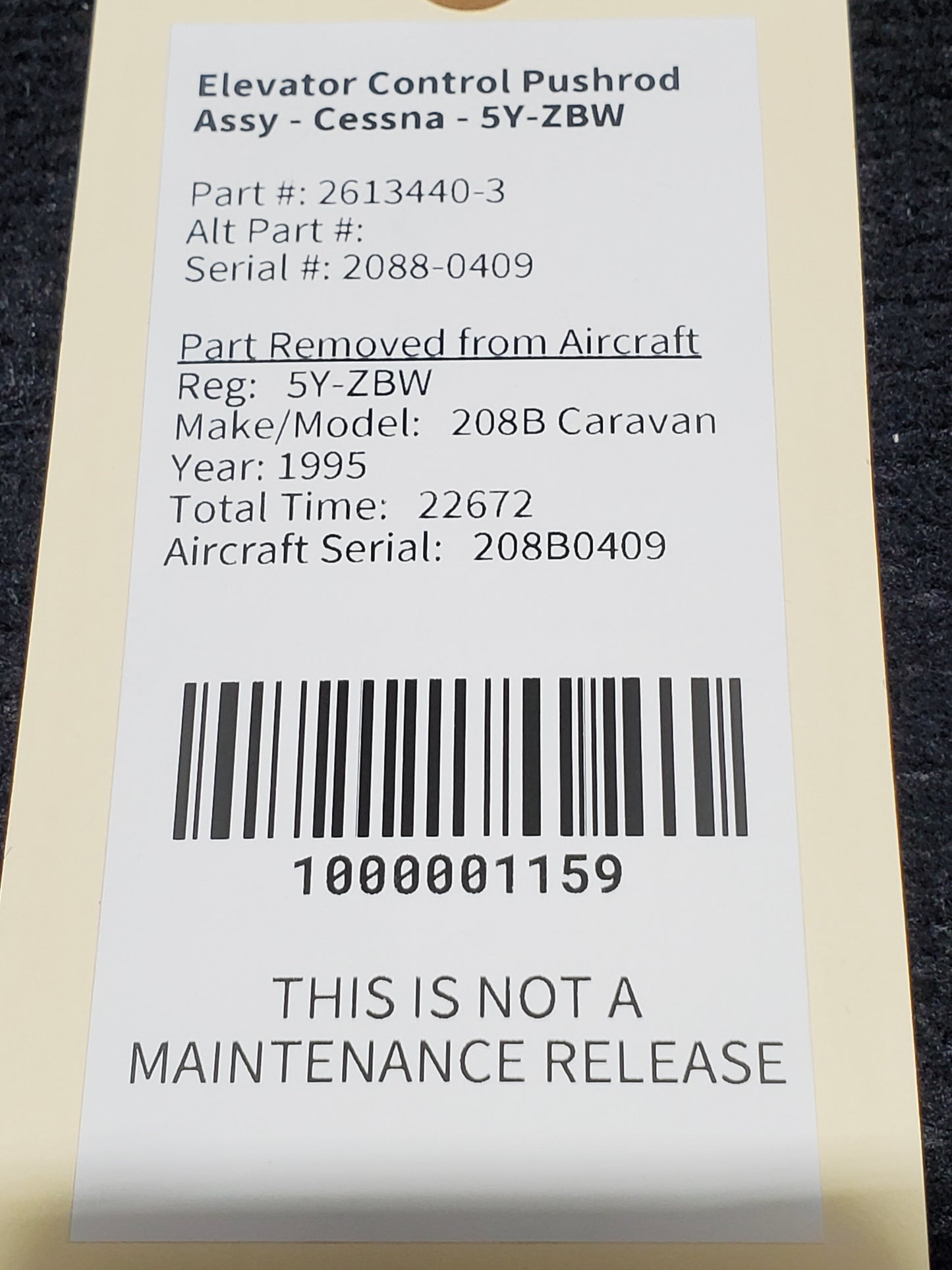 Elevator Control Pushrod Assy - Cessna - 5Y-ZBW