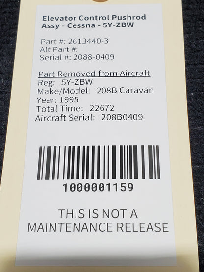 Elevator Control Pushrod Assy - Cessna - 5Y-ZBW