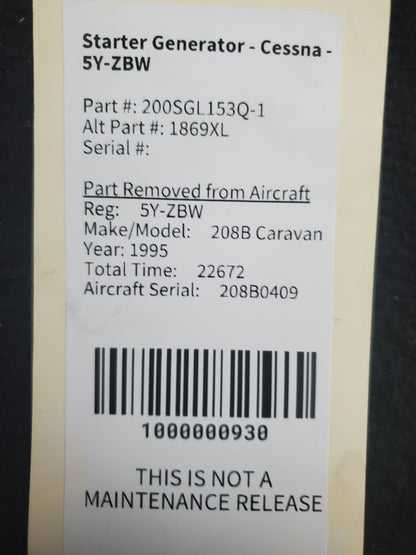 Starter Generator - Cessna - 5Y-ZBW