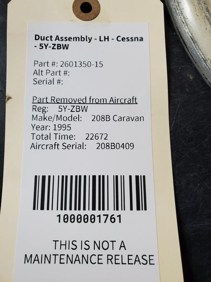 Duct Assembly - LH - Cessna - 5Y-ZBW