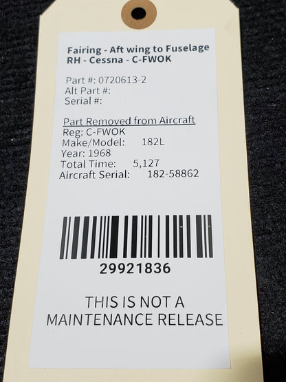 Fairing - Aft wing to Fuselage RH - Cessna - C-FWOK