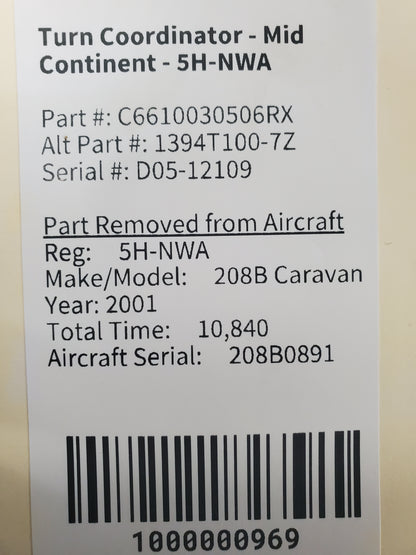 Turn Coordinator - Mid Continent - 5H-NWA