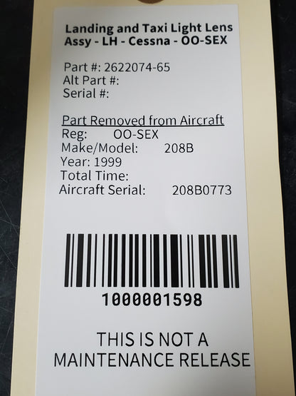 Landing and Taxi Light Lens Assy - LH - Cessna - OO-SEX