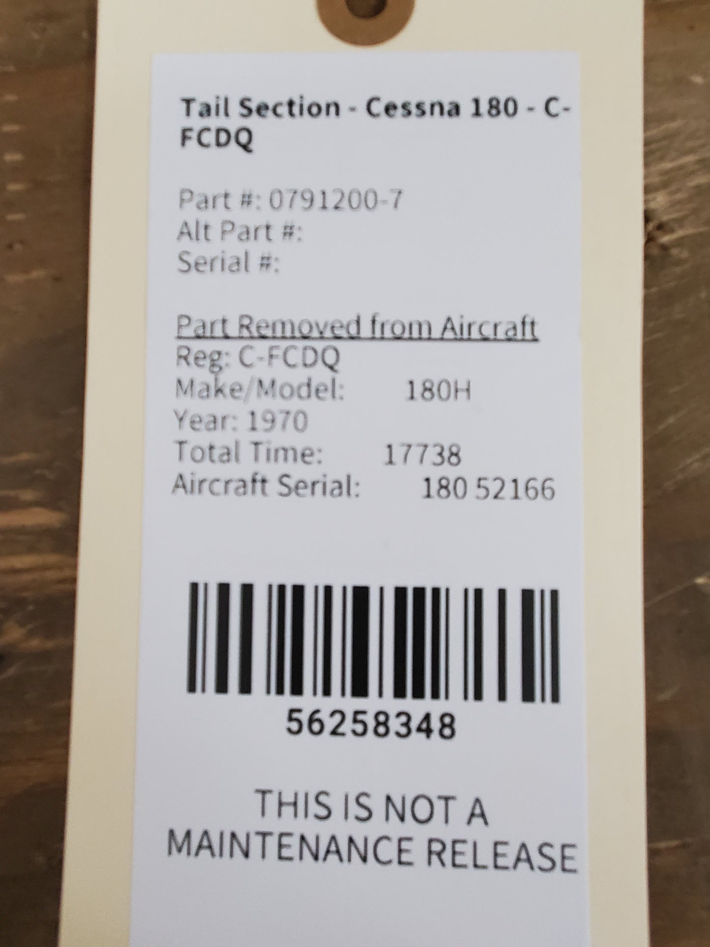 Tail Section - Cessna 180 - C-FCDQ