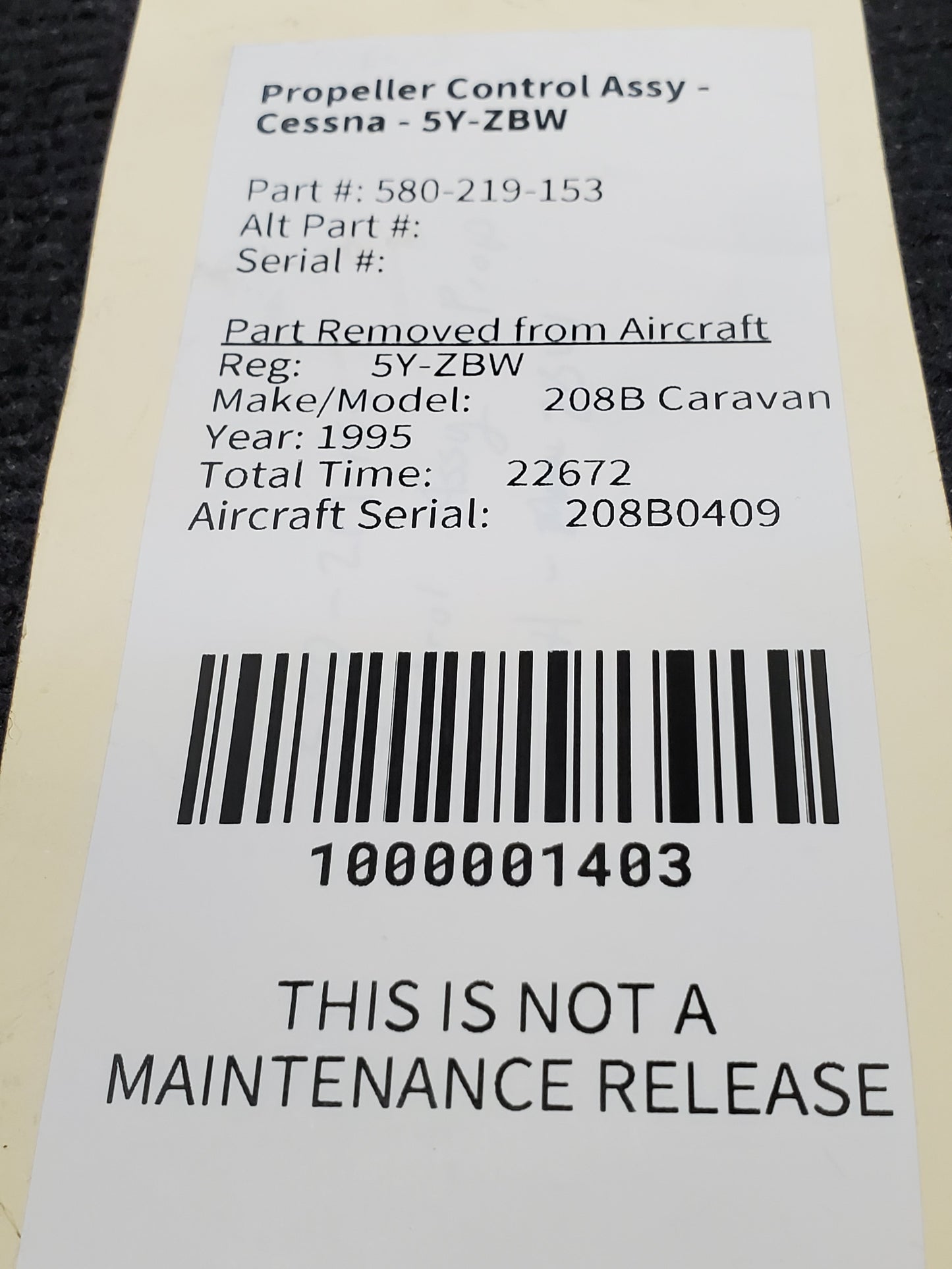 Propeller Control Assy - Cessna - 5Y-ZBW