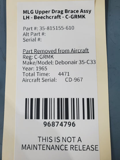 MLG Upper Drag Brace Assy LH - Beechcraft - C-GRMK