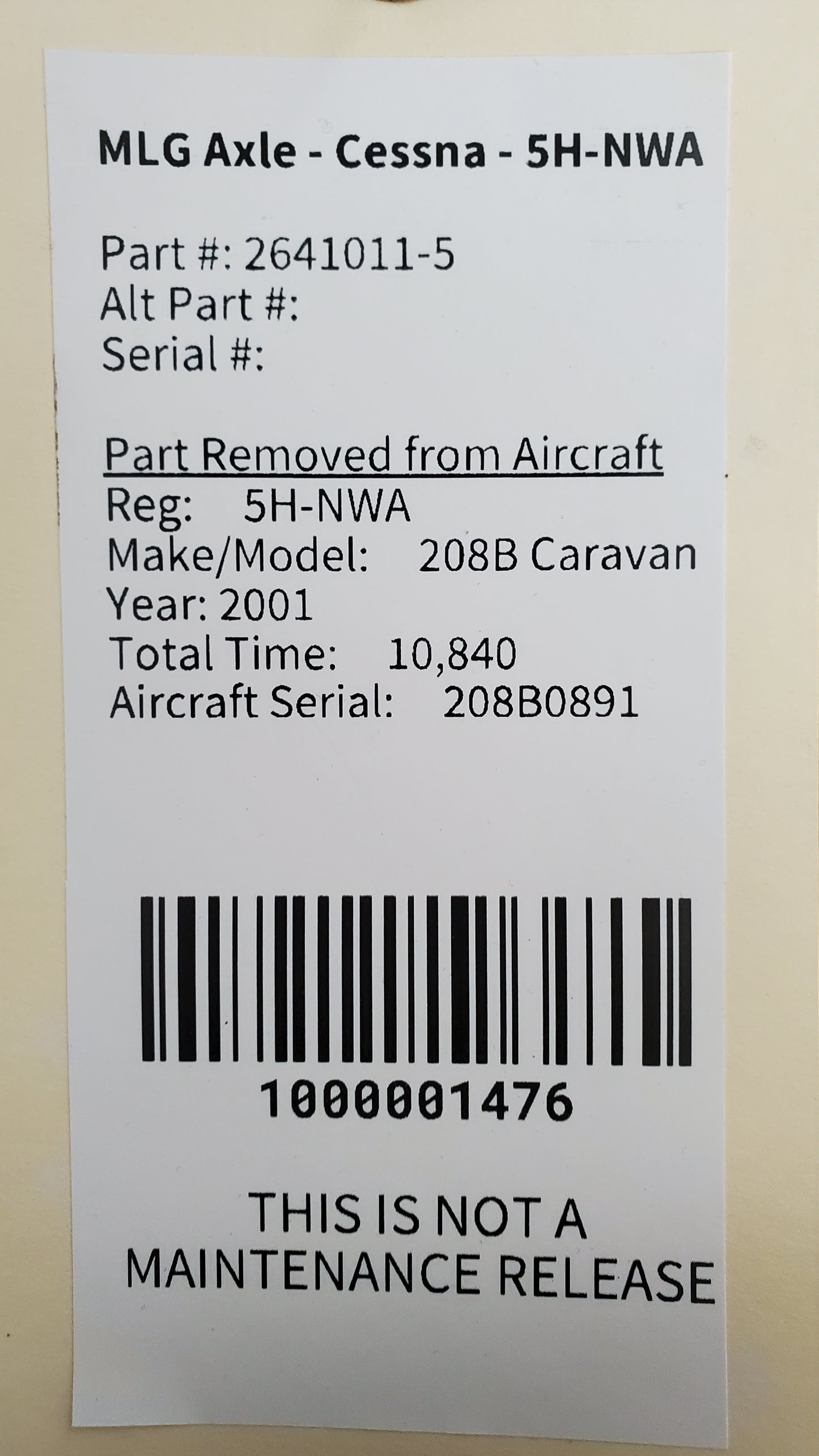 MLG Axle - Cessna - 5H-NWA