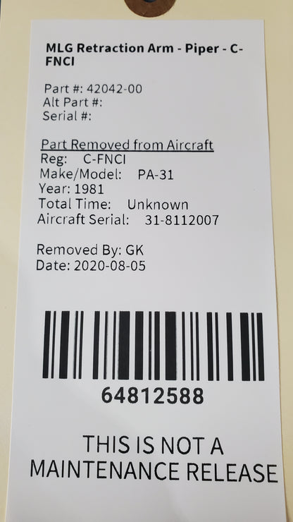 MLG Retraction Arm - Piper - C-FNCI