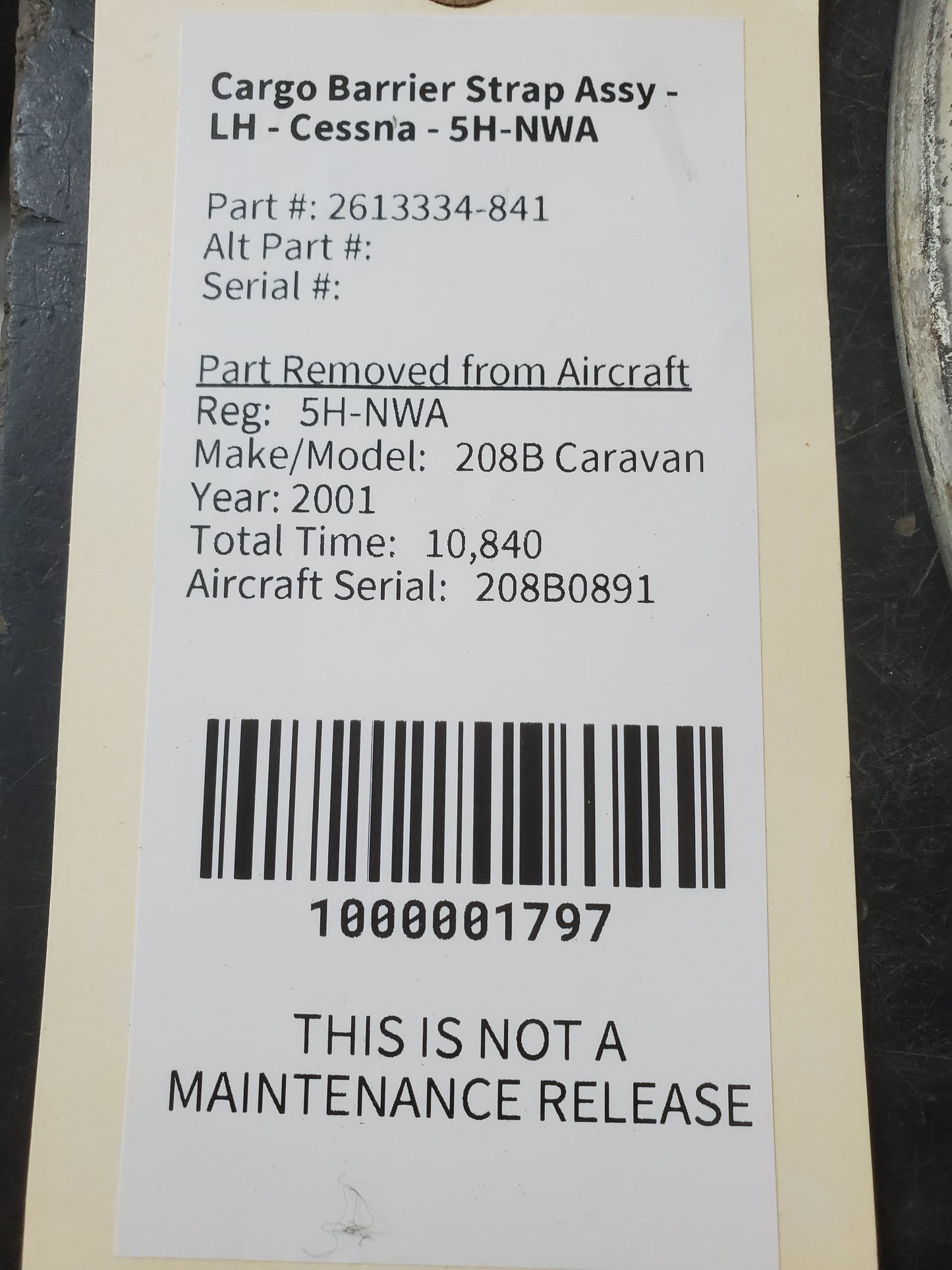 Cargo Barrier Strap Assy - LH - Cessna - 5H-NWA