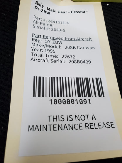 Axle - Main Gear - Cessna - 5Y-ZBW