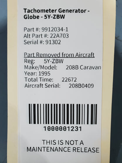 Tachometer Generator - Globe - 5Y-ZBW