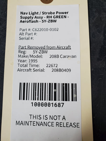 Nav Light / Strobe Power Supply Assy - RH GREEN - Aeroflash - 5Y-ZBW