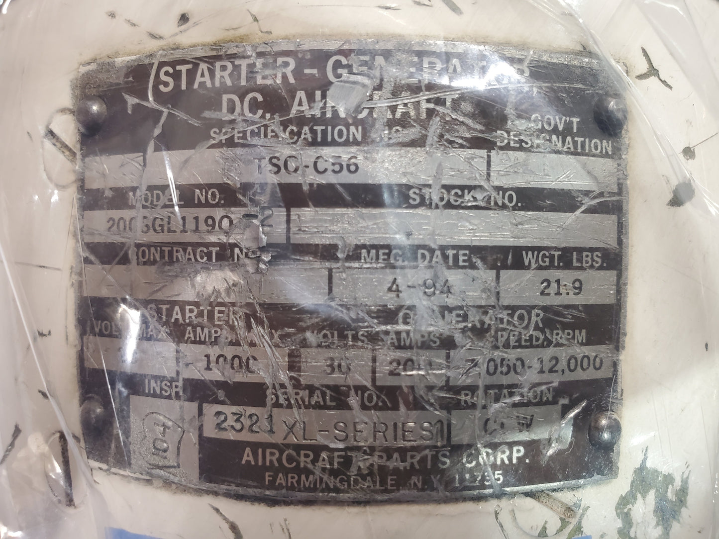 Starter Generator - W/ CERT -Aircraft Parts Corp - 5H-NWA