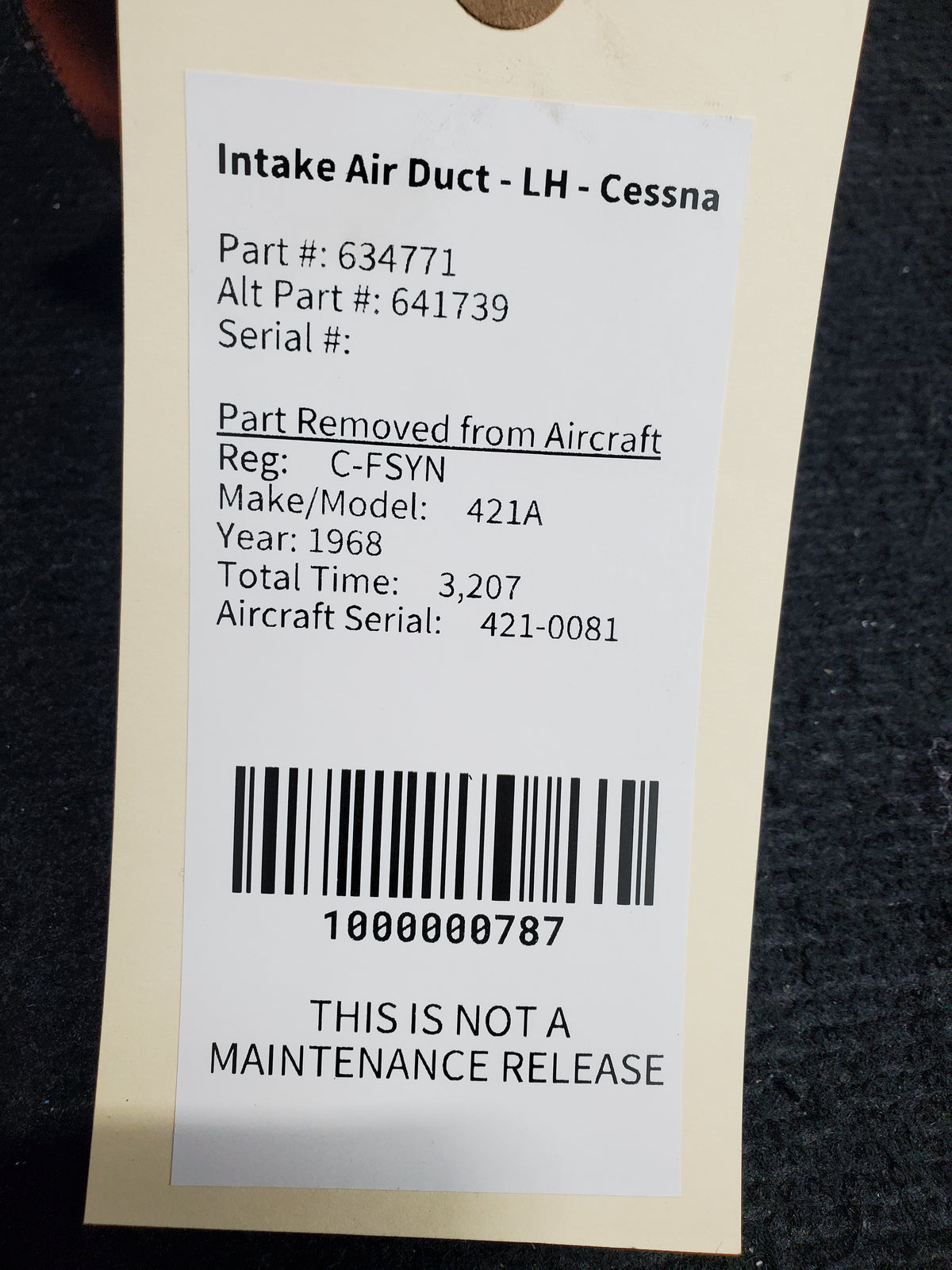Cessna Engine Intake Intake Air Duct - LH - Cessna – Global Aircraft Industries