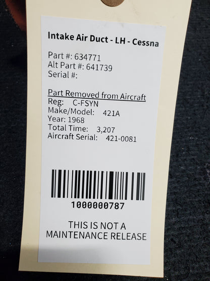 Intake Air Duct - LH - Cessna