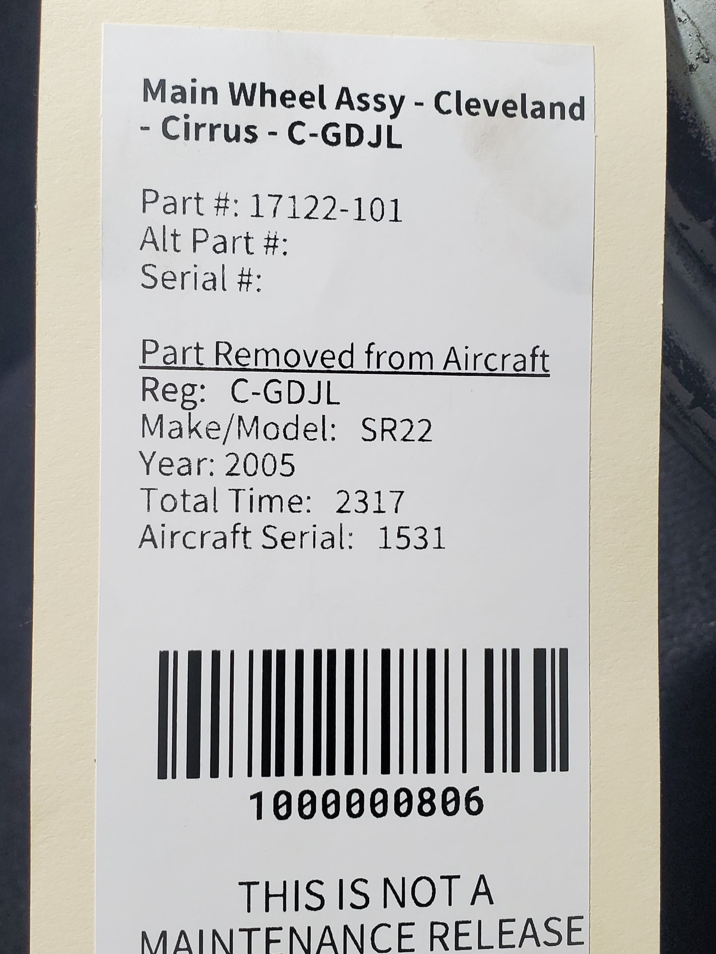 Main Wheel Assy - Cleveland - Cirrus - C-GDJL