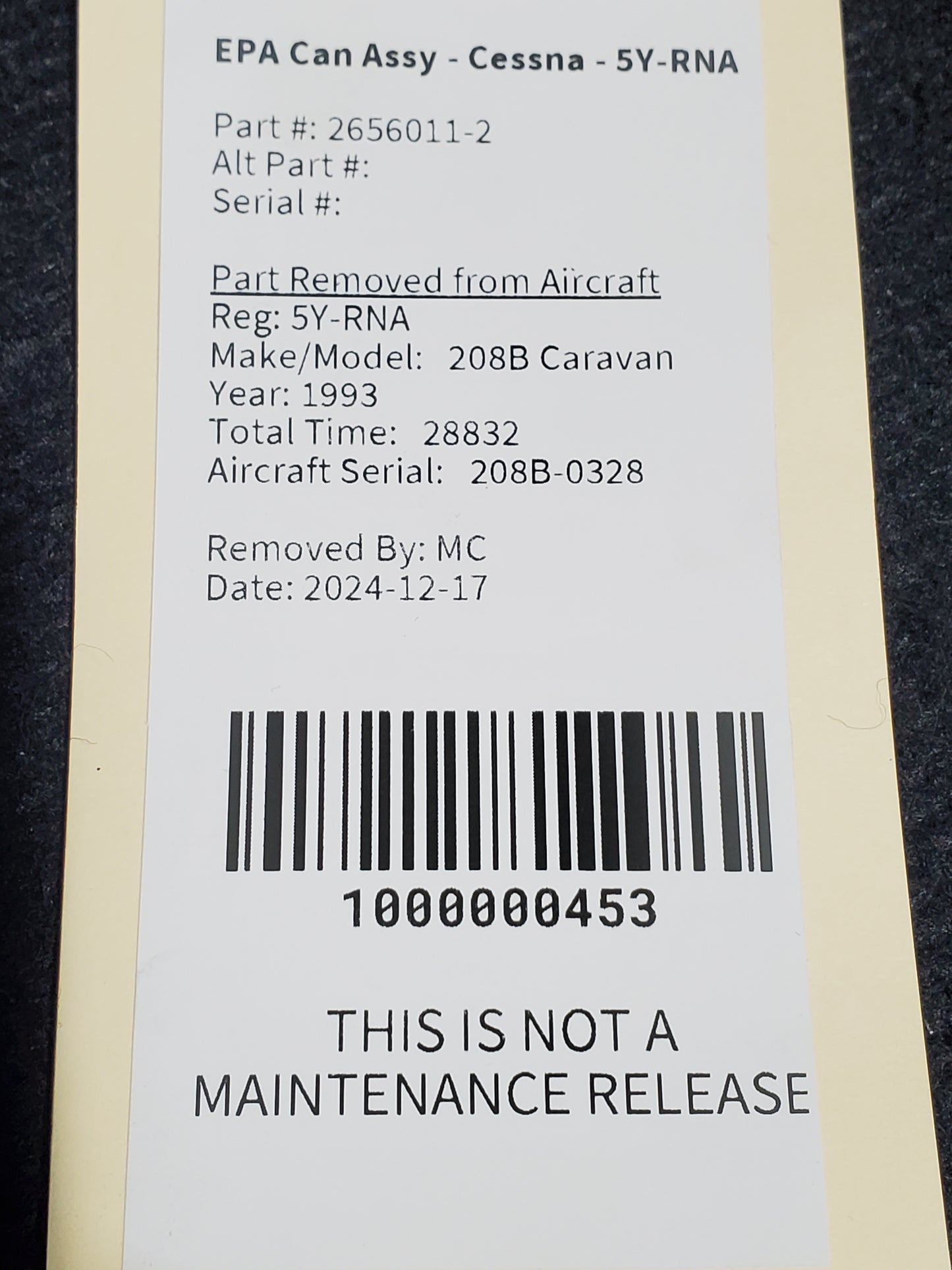 EPA Can Assy - Cessna - 5Y-RNA