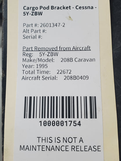 Cargo Pod Bracket - Cessna - 5Y-ZBW