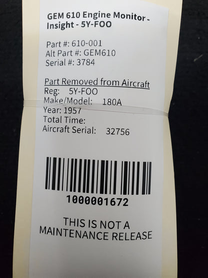GEM 610 Engine Monitor - Insight - 5Y-FOO