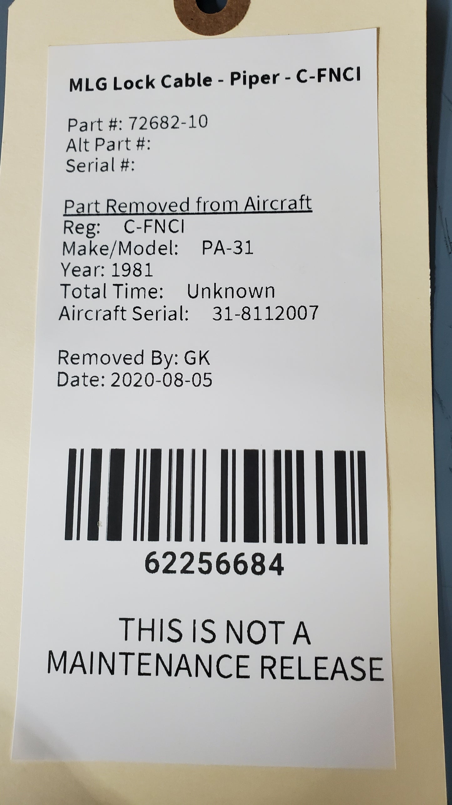 MLG Lock Cable - Piper - C-FNCI